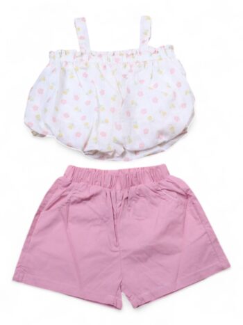 Yellow-Pink Comfy Summer 2 Piece Combo-Set For 18 Months To 6 Years Girls-15092811