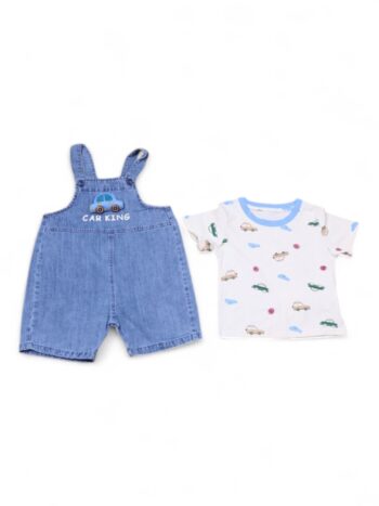 Cream-Blue Casual Summer 2 Piece Combo-Set For 12 Months To 4 Years Girls-15092961