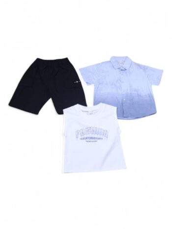 Blue Comfy Summer 3 Piece Combo-Set For 4 To 9 Years Boys-15093001