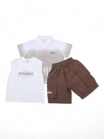 Cream Casual Summer 3 Piece Combo-Set For 4 To 9 Years Boys-15093061