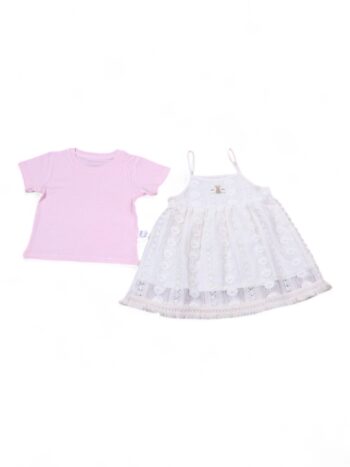 Pink-Cream Party Summer 2 Piece Combo-Set For 12 Months To 4 Years Girls-15093452