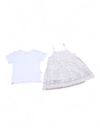 White-Cream Party Summer 2 Piece Combo-Set For 12 Months To 4 Years Girls-15093453