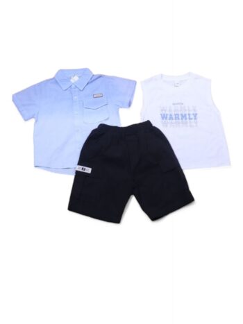 Purple-White-Black Casual Summer 3 Piece Combo-Set For 4 To 9 Years Boys-15093691