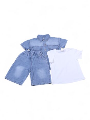 Blue-White Casual Summer 3 Piece Combo-Set For 4 To 9 Years Boys-15094701