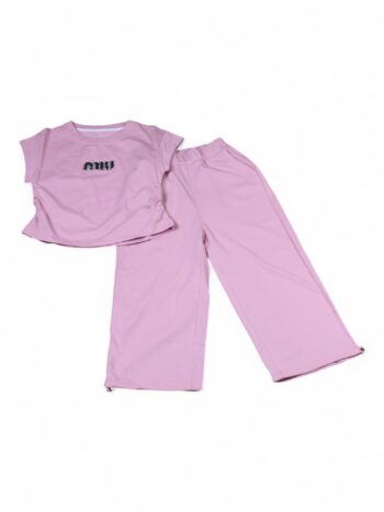 Pink Casual Summer 2 Piece Combo-Set For 7 To 12 Years Girls-15094972
