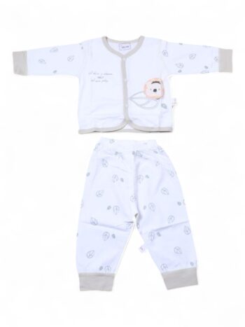 White-Green Comfy 2 Piece Combo Set For New Born Baby-15180971