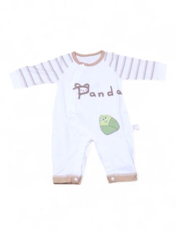 White-Brown Casual Open Full Sleeve Calf Length Cotton Romper For New Born Baby-15181582