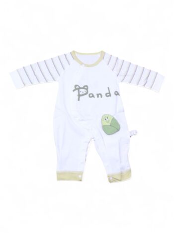 White-Green Casual Open Full Sleeve Calf Length Cotton Romper For New Born Baby-15181583