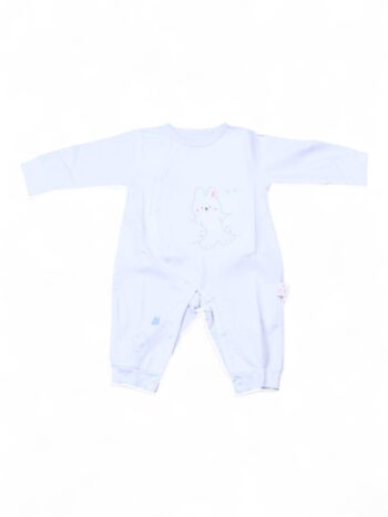 White Comfy Elastic Full Sleeve Elastic Ankled Cotton Romper For New Born Baby-15181601