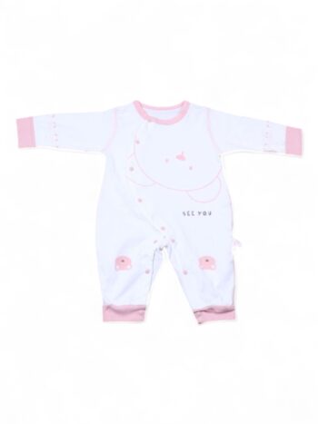 Cream-Pink Comfy Elastic Full Sleeve Elastic Ankled Cotton Romper For New Born Boys-15181611