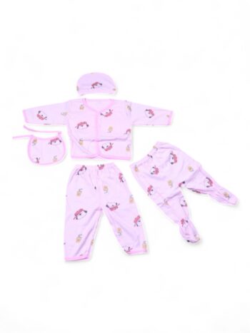 Pink Comfy 5 Piece Combo Set For New Born Baby-15182173