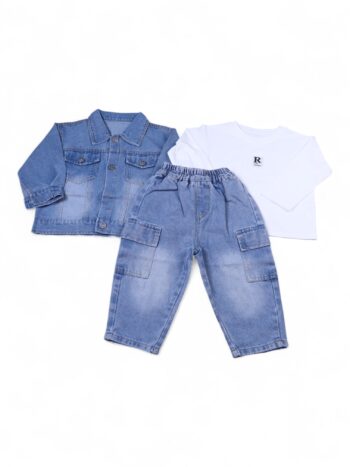 Blue-White Casual Summer 3 Piece Combo-Set For 3 To 7 Years Boys-15182311