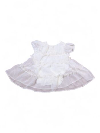 Cream Regular Fit Narrow Neck Quarter Sleeve Mini Single Knit Cotton Frock For 18 Months To 6 Years Girls-16064621