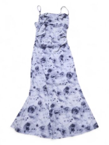 White-Blue Regular Fit Shoulder Less Sleeveless Knee Length Single Knit Cotton Dress For 7 To 12 Years Girls-16065381