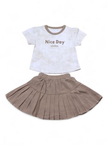 White-Khaki Casual Summer 2 Piece Combo-Set For 1.5 To 4 Years Girls-16066031