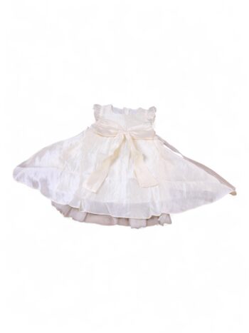 Yellow Narrow Neck Sleeveless Knee Length Satin Dress For 2 To 7 Years Girls-16066161