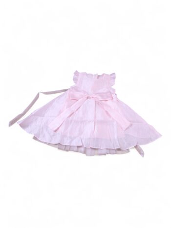 Pink Narrow Neck Sleeveless Knee Length Satin Dress For 2 To 7 Years Girls-16066162
