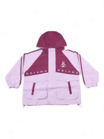Pink Drop Shoulder Cap Printed Windproof Pre-Winter Windcheater For 6 To 12 Years Girls-17211981